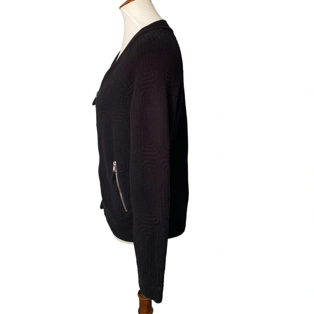 Anthropologie Moth Black Ribbed Knit Zip Up Cardigan Sweater Women’s Small